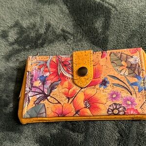 Floral Patterned Wallet with Snap Closure